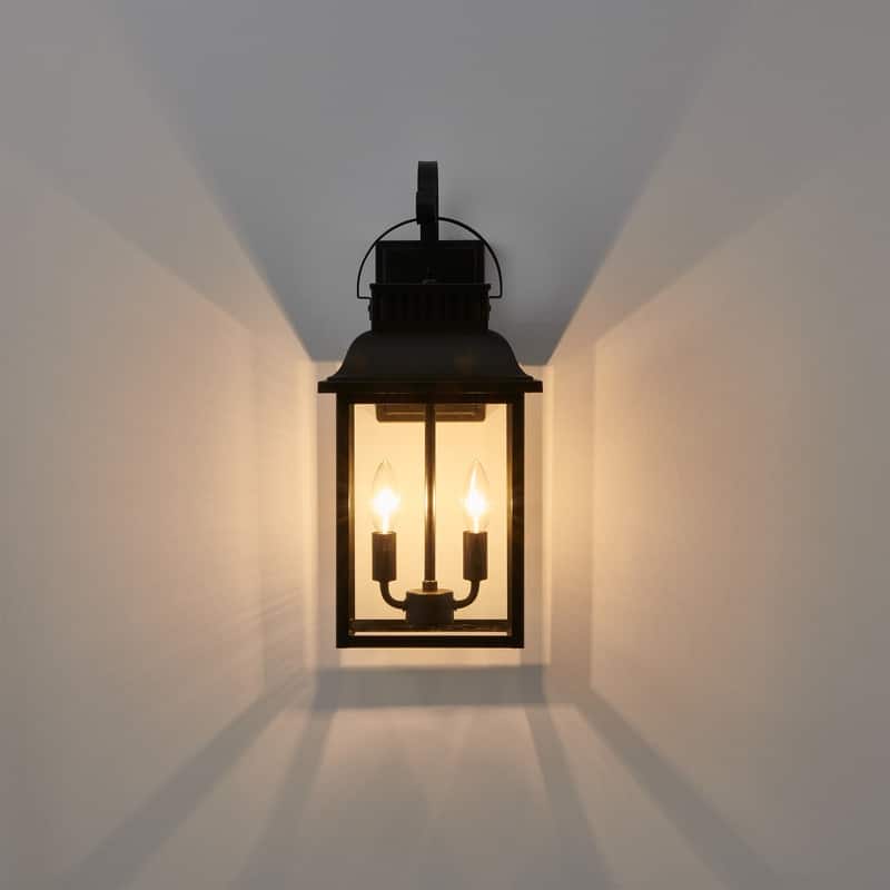 KAWOTI Traditional Outdoor Wall Sconce Black - W8.875" x D9.75" x H19.75"