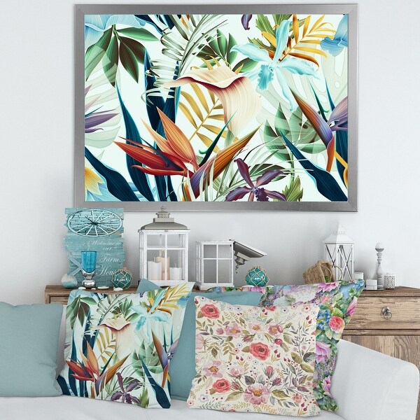 Designart 'Tropical VIntage Flowers I' Tropical Framed Art Print ...