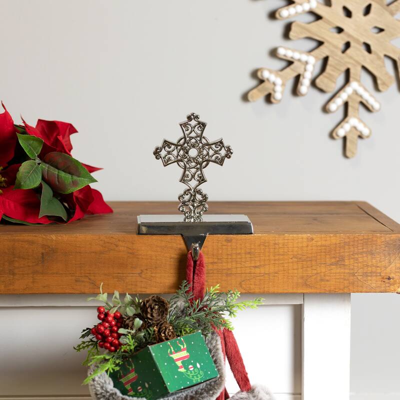 Filigree Cross Christmas Stocking Holder - 5"