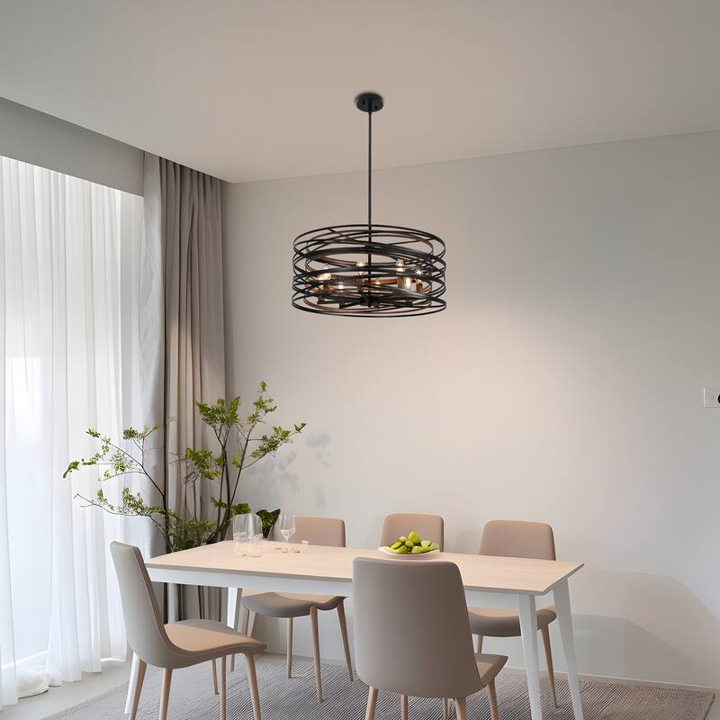 Modern Farmhouse 8-Light Drum Chandelier Kitchen Lighting for Dining
