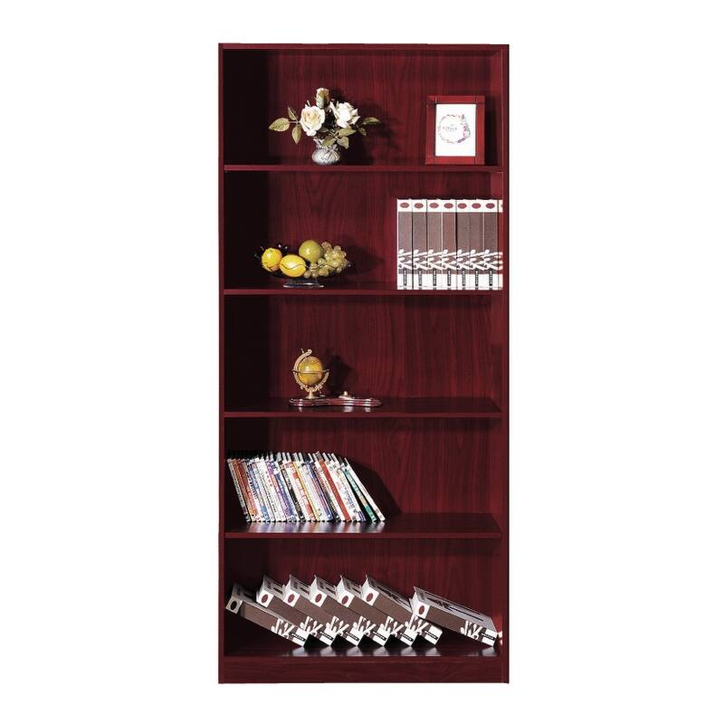 Five shelf wooden bookcase display cabinet