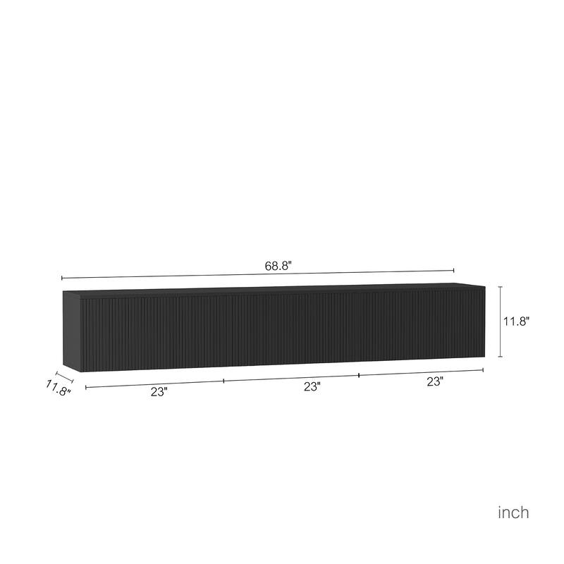 68.8" Floating LED TV Stand with 16 Color Lighting and Storage