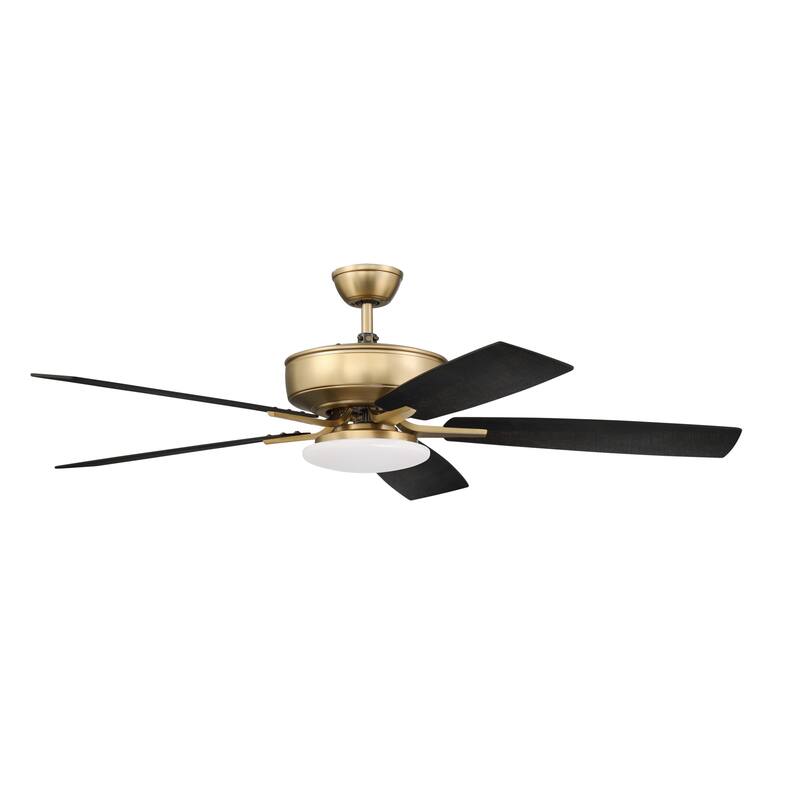 Craftmade Pro Plus 52" 5 Blade LED Ceiling Fan with Wall Control - Satin Brass / Black Walnut / Flat Black