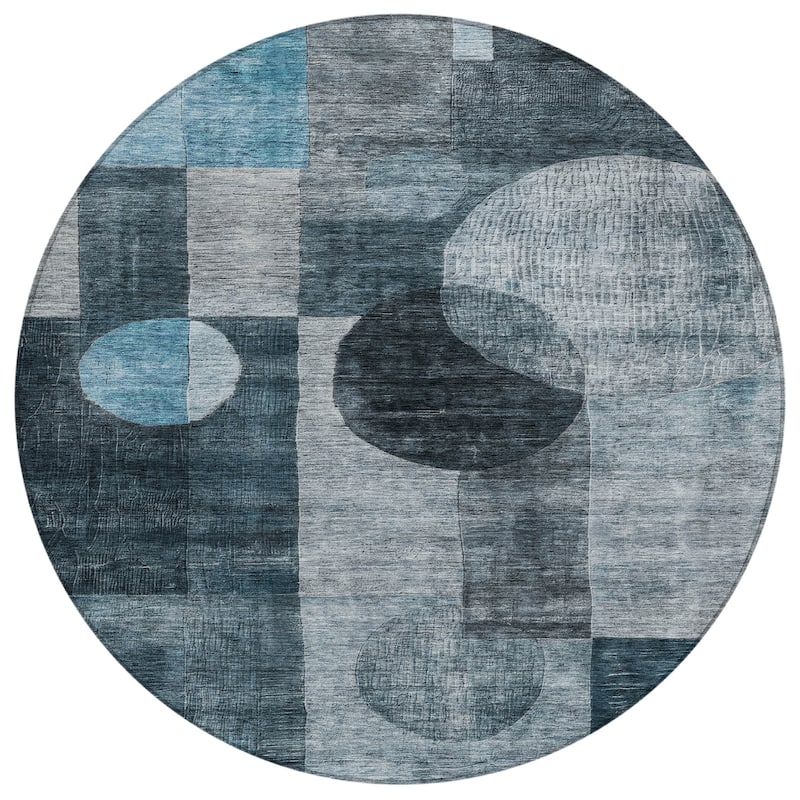 Machine Washable Indoor/ Outdoor Abstract Geo Chantille Rug