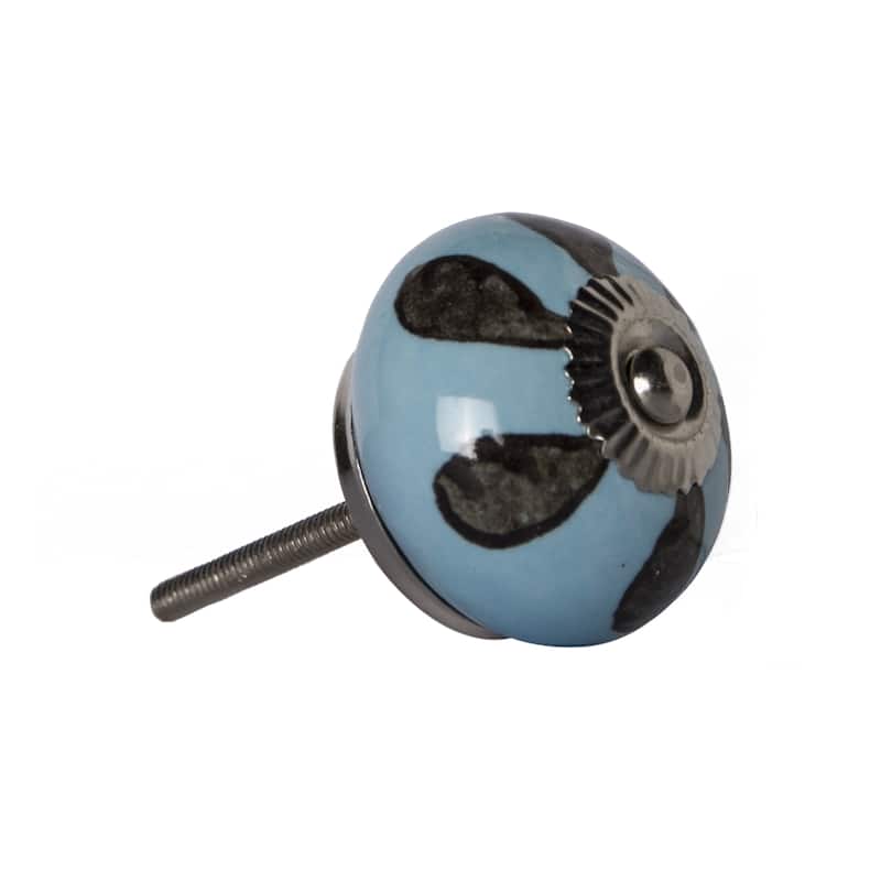 HomeRoots Set of Eight Blue And Gray Ceramic And Metal Drawer Pull Knobs - 1.5' X '1.5' X '1.5
