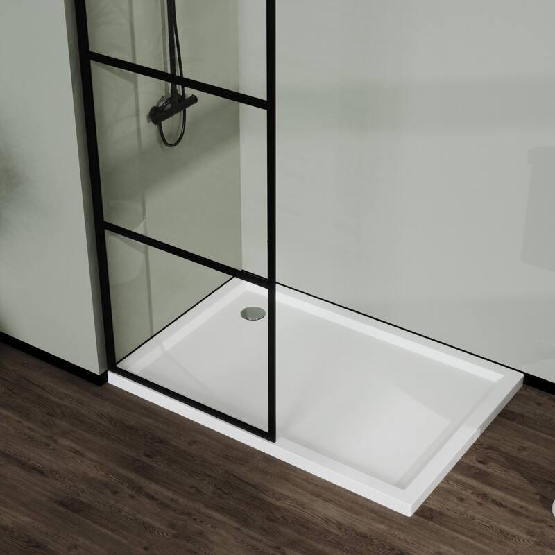 34" Shower Screen Door Walk-in Wet-room, Black, 3-panel Style