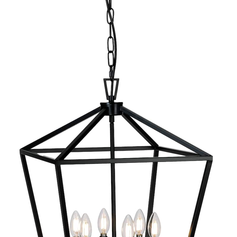6 - Matte Black/ Gold Light Pendant - 16"x16"x24"