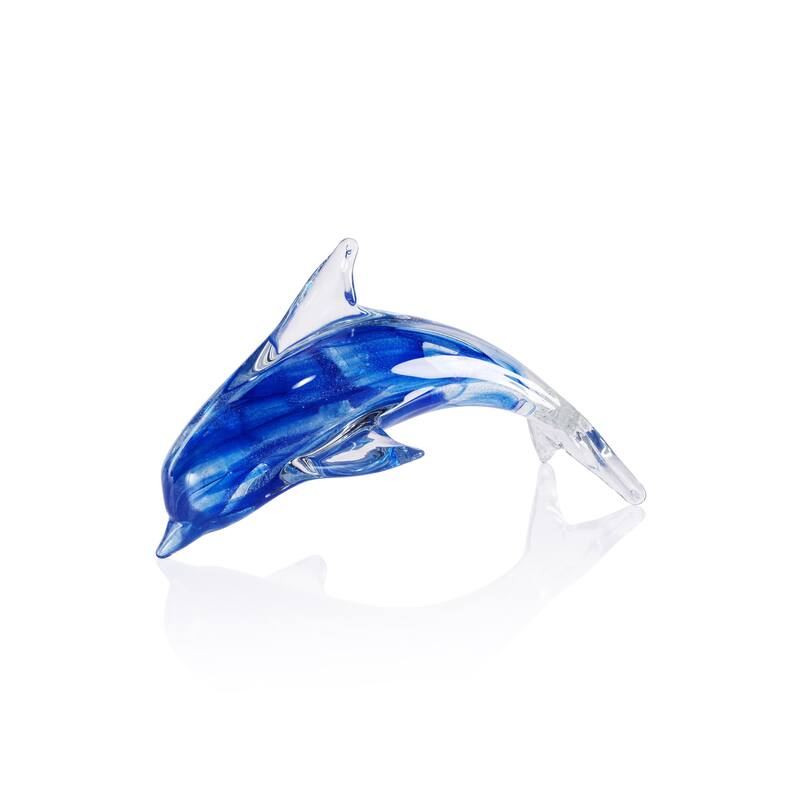 Marinella Decorative Glass Dolphin - Blue - Medium