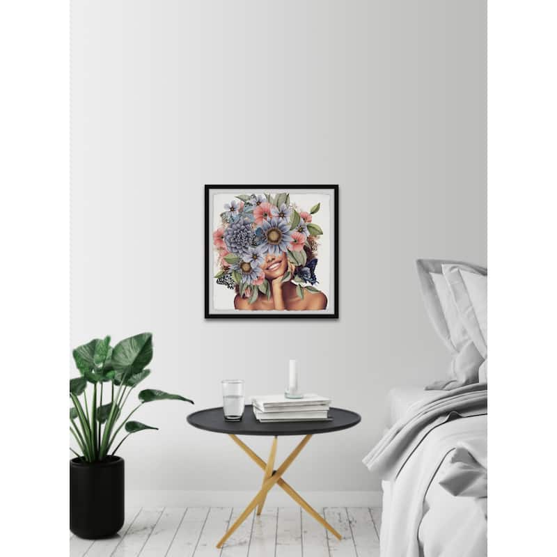 'Butterflies and Purple Flowers' Framed Painting Print