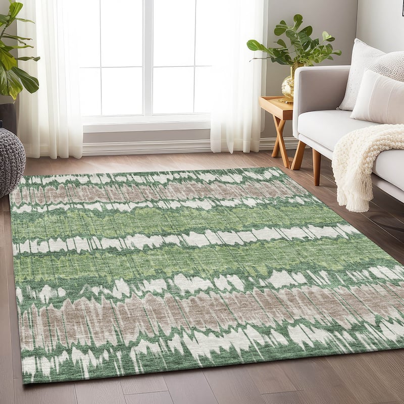 Premium Washable Super Soft Modern Stripe Mayfield Rug - Green - 9' x 12' - Rectangle