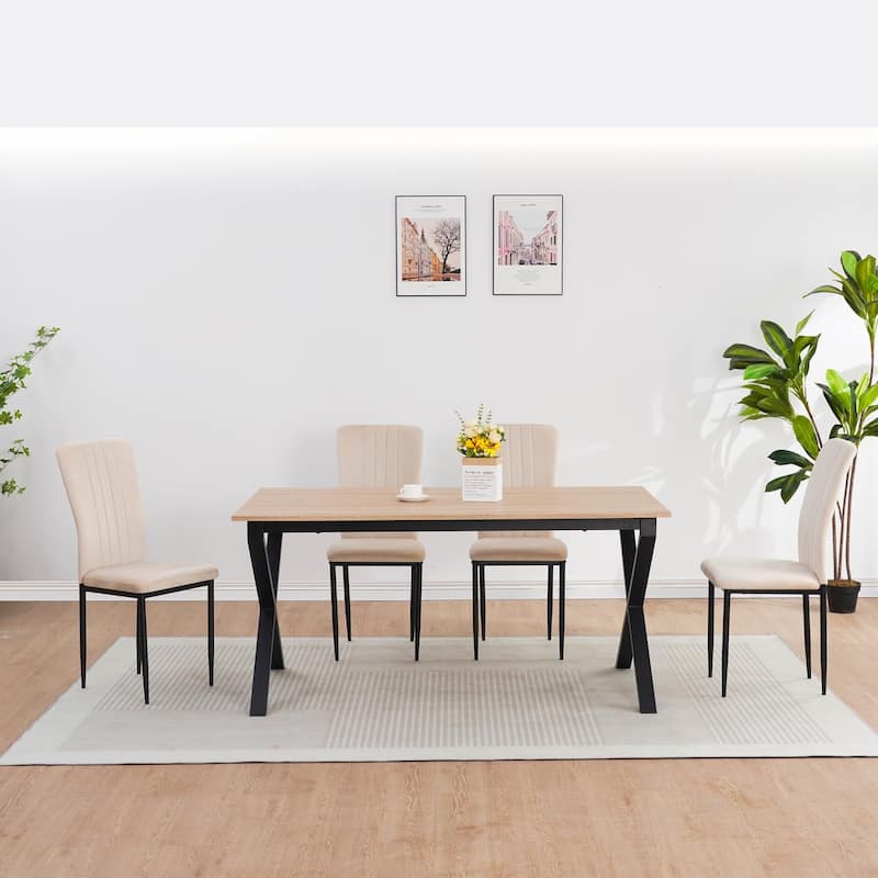 16.1" Velvet Upholstered Chairs with Metal Legs, Set of 4