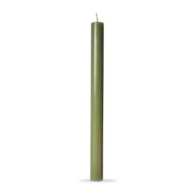 Color Studio 10" Straight Taper Unscented Smokeless Paraffin Wax Candle Olive Green, Burn Time 10 hrs. Set 12