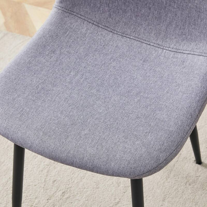 Set of 4, Linen-Cotton Material High Resilience Dining Chair with Metal Legs