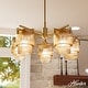 preview thumbnail 1 of 9, Hunter + Jasmine Roth Ontario Clear Ribbed Glass 5-Light Chandelier - Transitional, Glam Luxe Gold - Amber Glass