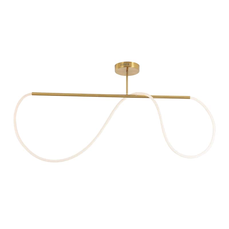 Lisette Contemporary Minimalist 360 Adjustable Silicone Neon Rope Dimmable Linear Integrated LED Flush Mount, by JONATHAN Y - 48" - Brass Gold