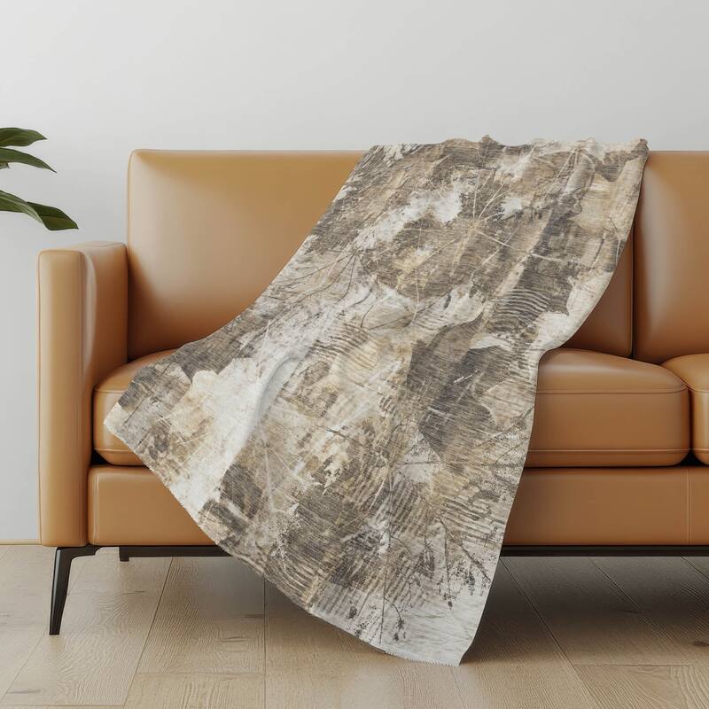 Premium Machine Washable Floral Abstract Sherpa Throw Blanket