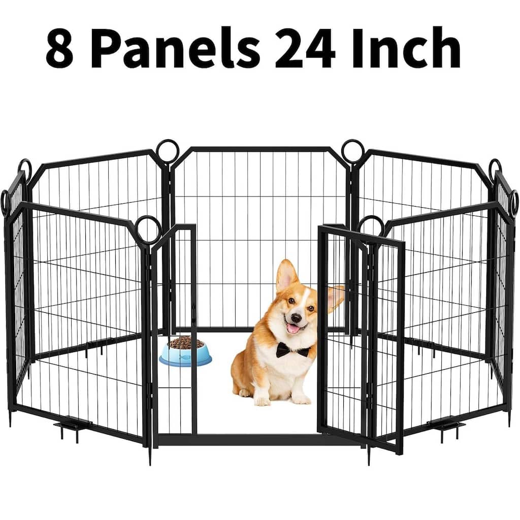 8 Panels 24 Inch Portable Dog Playpen and Pet Fence Indoor and Outdoor - 8 Pcs