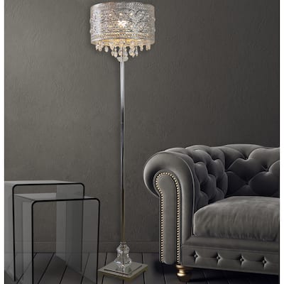Silver Orchid Brielle Polished Nickel and Crystal 1-light Floor Lamp - 14.2"L x 14.2"W x 60.5"H