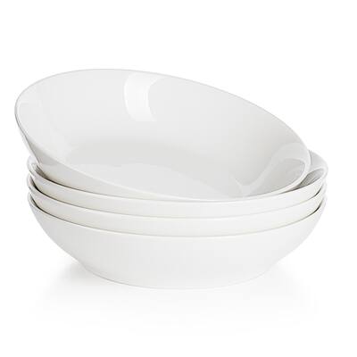 Sweese Porcelain Large Salad Pasta Bowls - 45 Ounce - Set of 4, White