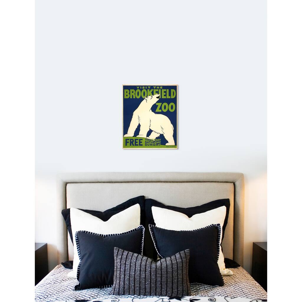 Oliver Gal 'Brookefield Zoo Polar Bear' Animals Wall Art Canvas Print - White, Green