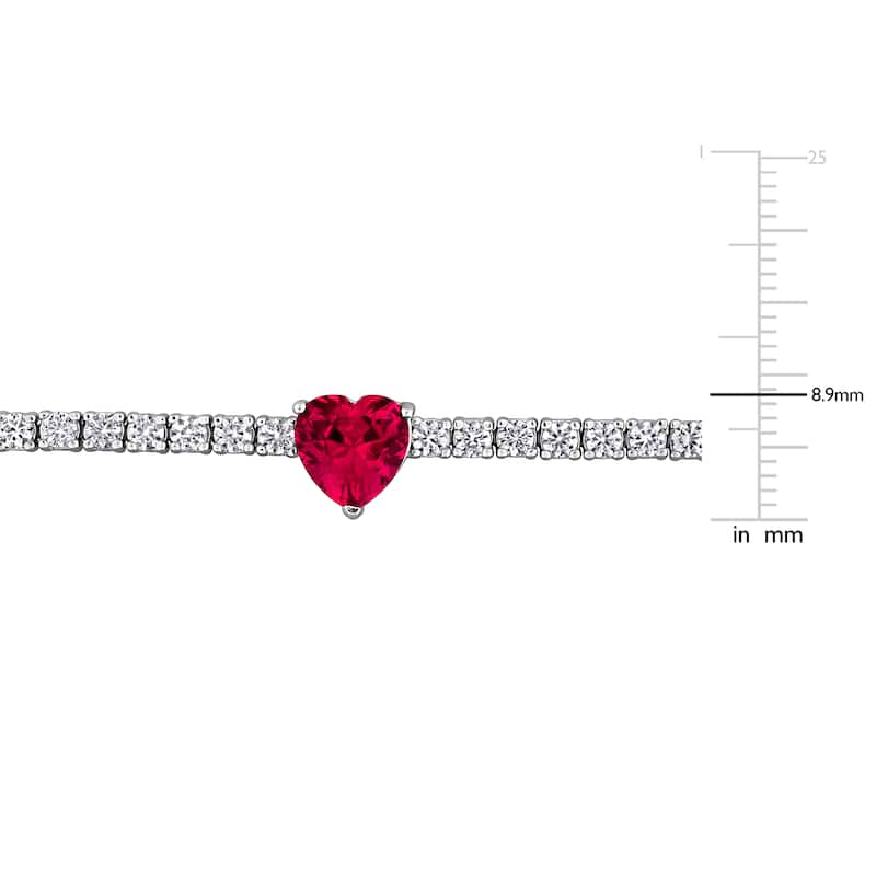 Miadora 8ct TGW Created Ruby & Created White Sapphire Bracelet in Sterling Silver