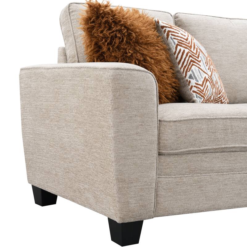 Furniture of America Maevy 2-Piece Taupe Chenille Sofa Set with Accent Pillows
