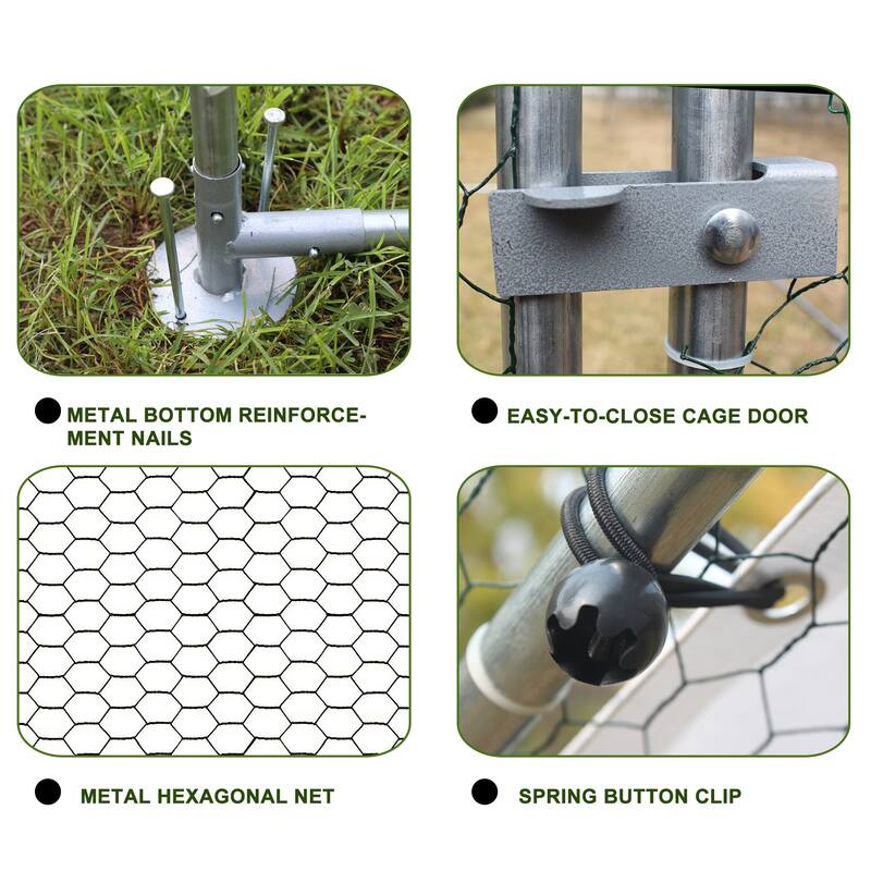 Large Metal Chicken Coop with Waterproof and Anti-Ultraviolet - Outdoor Safe - Silver