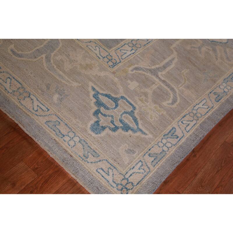 Hand Knotted Oriental 100% Wool Carpet Transitional All-Over Greys & Charcoal Oushak Area Rug - 13' 10'' X 10' 2''