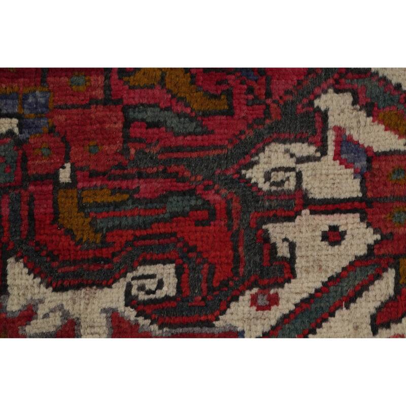 Hand Knotted Oriental 100% Wool Carpet Traditional Floral Red Heriz Area Rug - 13' 4'' X 9' 1''