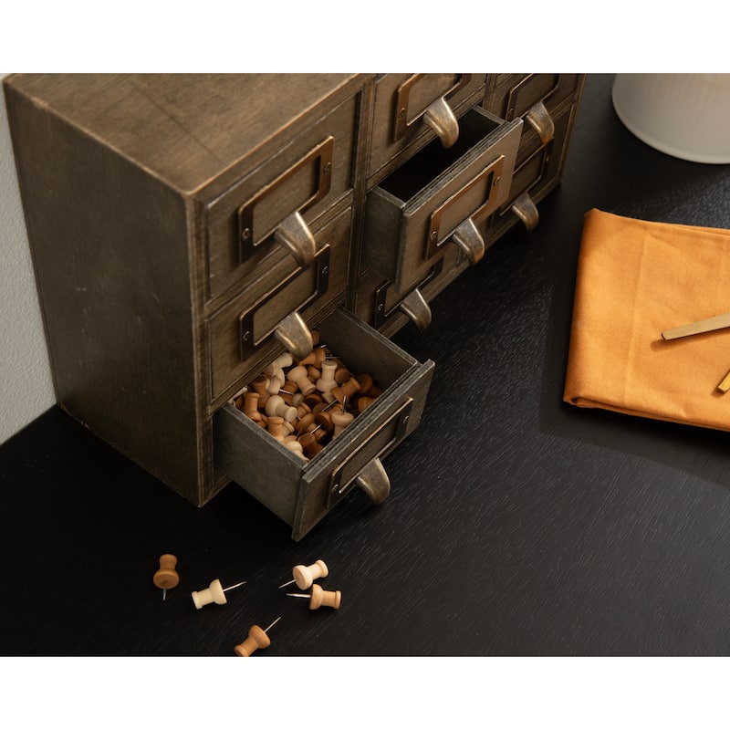 Kate and Laurel Apothecary Wood Desk Drawer Set, 9 Drawers