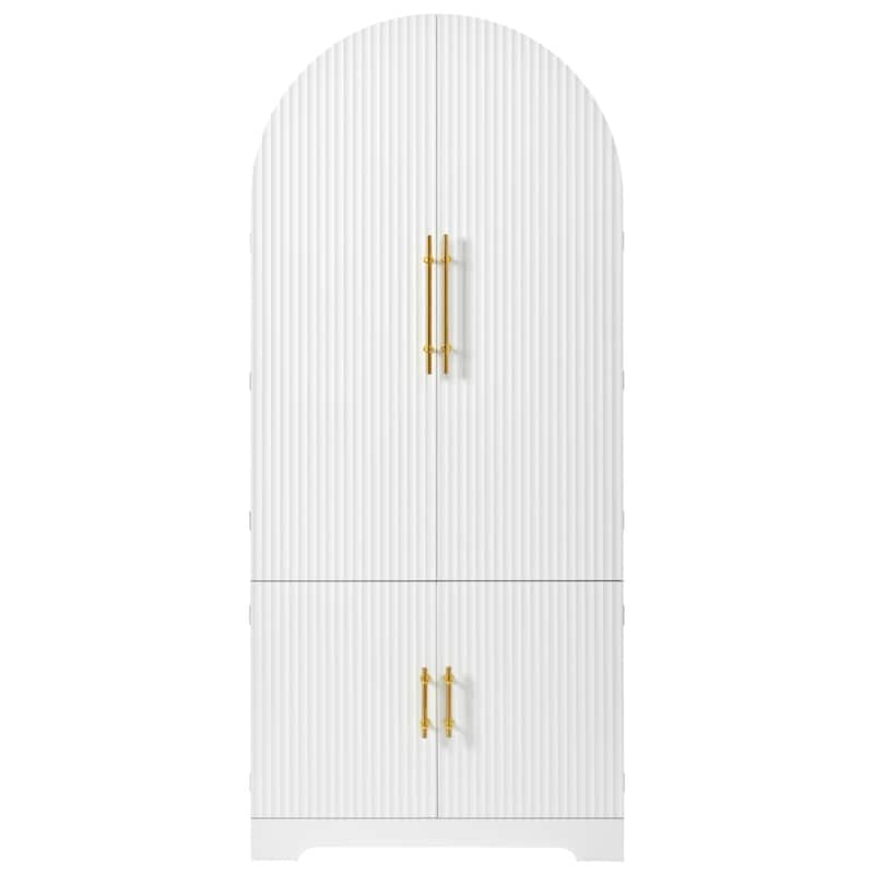 72" Arched Pantry Cabinet with 8 Shelves, Hidden Drawer for Kitchen, Dining & Bathroom