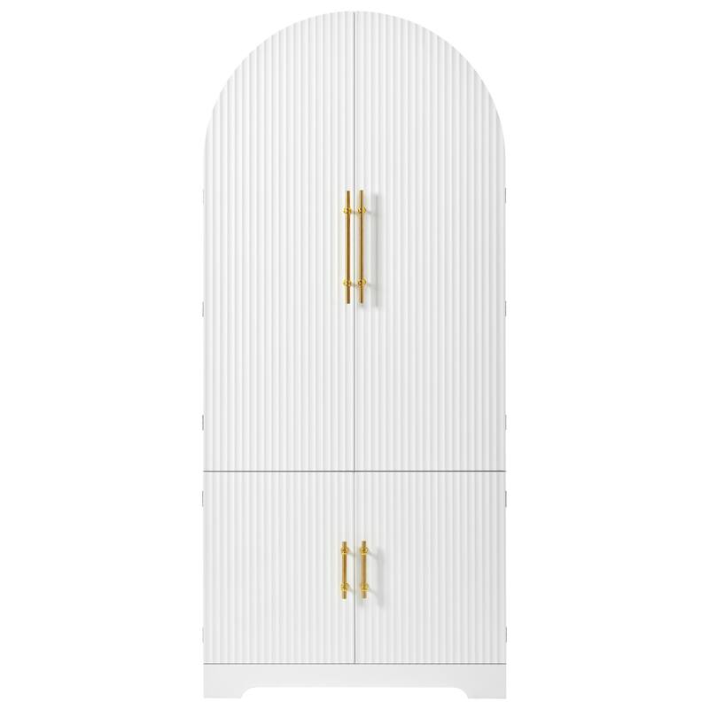 Arched Kitchen Pantry Cabinet Large Wooden Storage Cupboard with Doors, 8 Adjustable Door Shelves, 3 Interior Shelves & Drawer