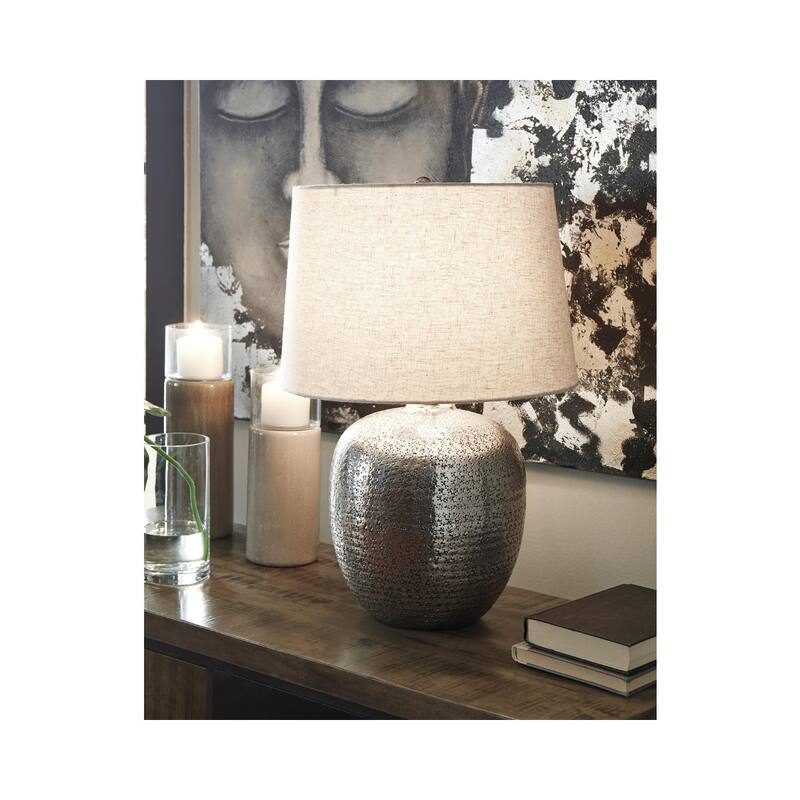 Magalie 23 Inch Metal Table Lamp - Antique Silver Finish