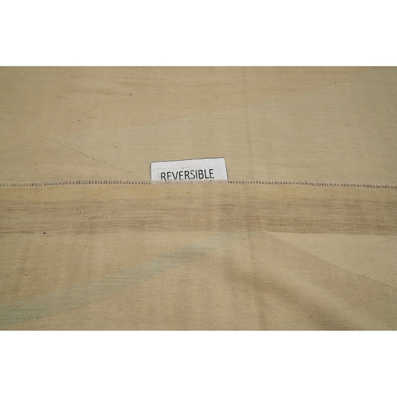 Hand Woven Oriental 100% Wool Carpet Southwestern Modern Beige & Ivories Kilim Area Rug - 13' 0'' X 9' 6''