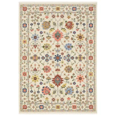 Style Haven Lawson Traditional Floral Wool Fringe Edge Area Rug