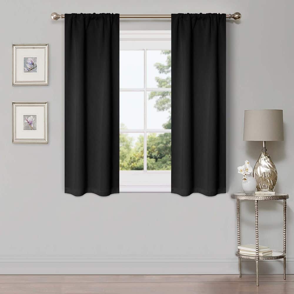 Superior Solid Machine Washable Room Darkening Semi-Blackout Curtains, Set of 2