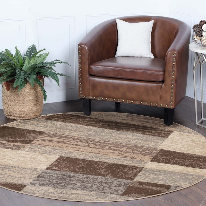 Superior Rockwood Patchwork Indoor Area Rug or Runner - 8' Round - Slate