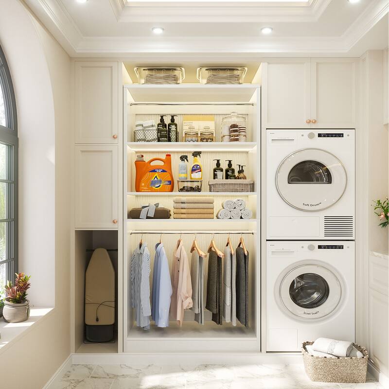 Cimly 36'' Freestanding Closet System with 2 Hanging Rods, Closet Organizer with 2 Adjustable Shelves