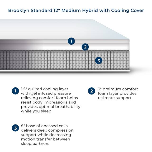 Brooklyn Standard Hybrid, with Cooling Cover, 12" Medium