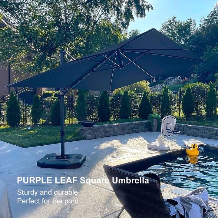 PURPLE LEAF 8 ft 360 Degree Rotation Patio Umbrella With Base
