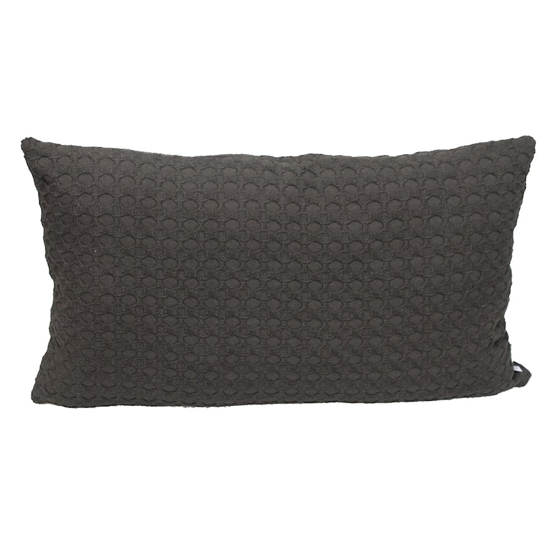 14" X 26" Dark Gray Cotton Lumbar Throw Pillow with Texture