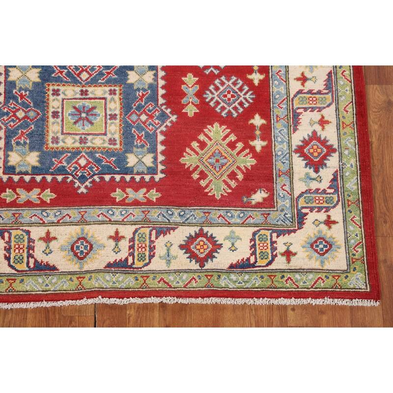 Traditional Red Kazak Oriental Area Rug Hand-Knotted Wool Carpet - 5'1" x 6'9"
