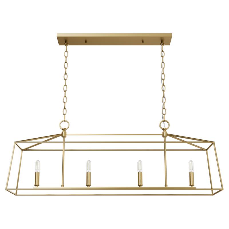 Hunter Fair Oaks 4-Light Linear Chandelier - Dining Room, Island - Modern, Transitional, Lantern, Geometric - Designer!