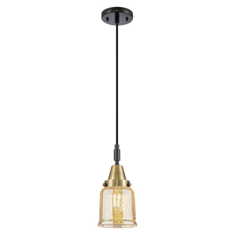 Innovations Lighting Downtown Urban - Caden Bell - 1 Light 5" Cord Hung Mini Pendant - Black Antique Brass/Silver Plated Mercury Shade