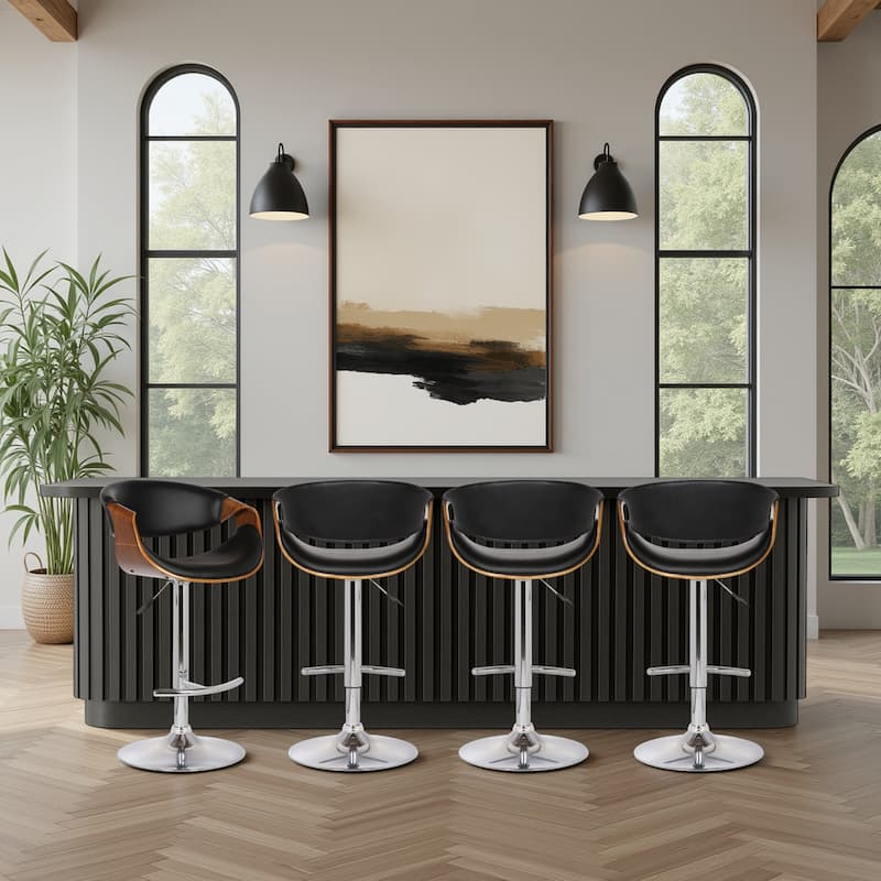 Butterfly 24" Adjustable Swivel Bar Stool - Black - Set of 4