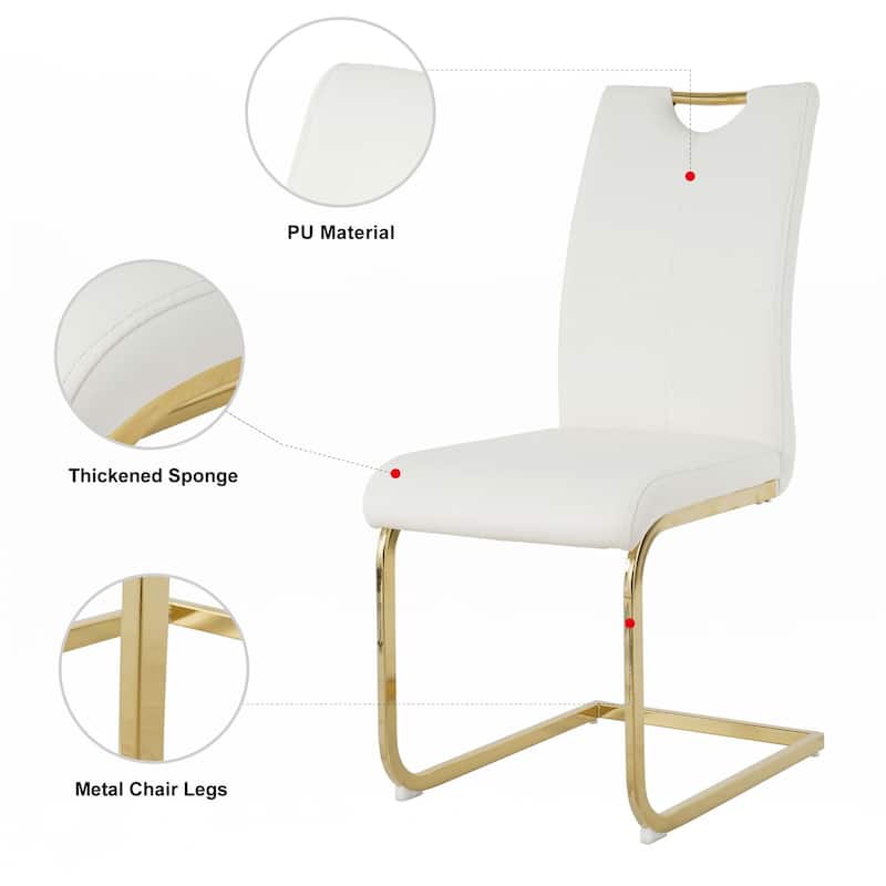 PU dining chair Living room Chair Upholstered chair,Gold Metal Chair Leg(Set of 2)