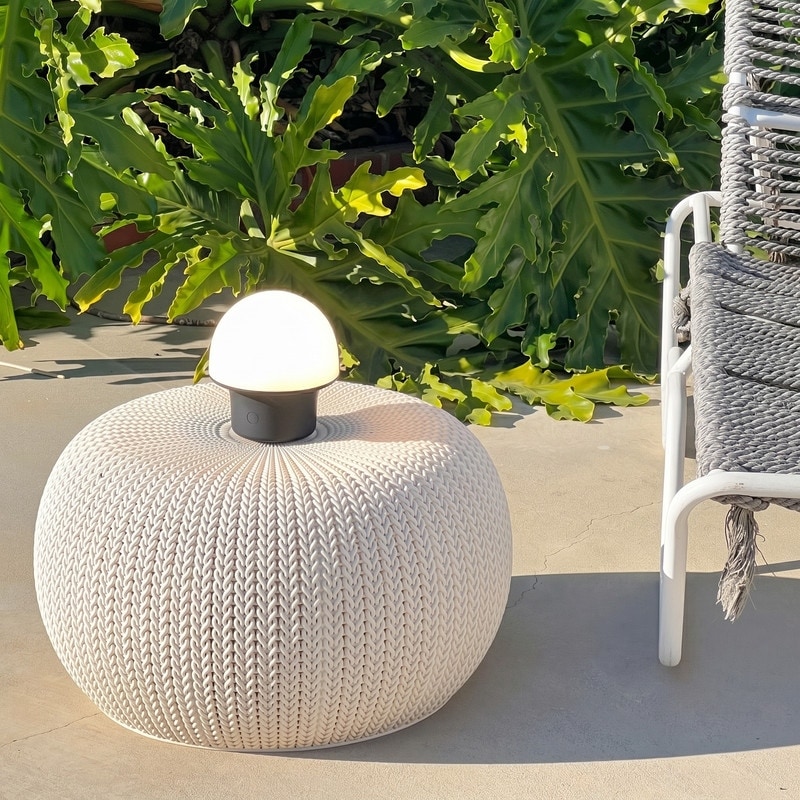 Portobello 6.6 in Matte Black Modern Portable Indoor/Outdoor Integrated LED Bedside Table Lamp with Built-In Dimmer