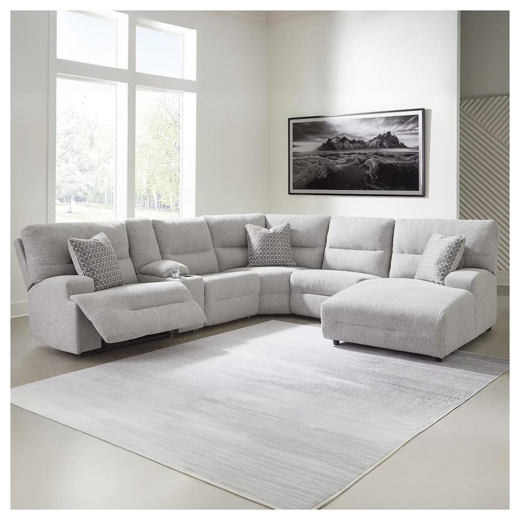 Signature Design by Ashley Acklen Place Light Gray 6-Piece Power Reclining Sectional with Chaise