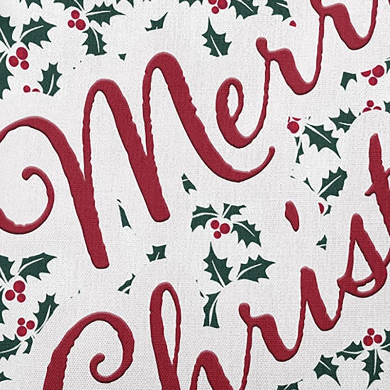 Merry Christmas with Holly Indoor/Outdoor Throw Pillow