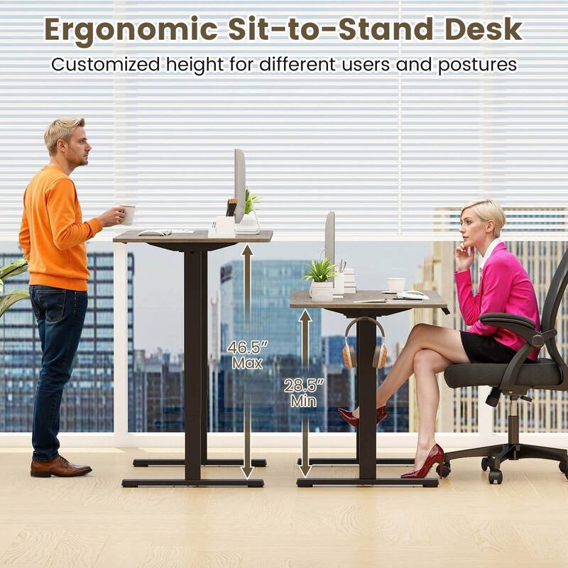 Costway 48” x 24” Electric Standing Desk with LED Display 2 Memory